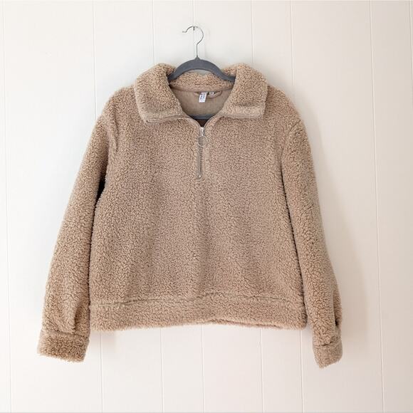 & Other Stories Faux Shearling Half Zip Pullover Tan/Brown, size M - Picture 1 of 8